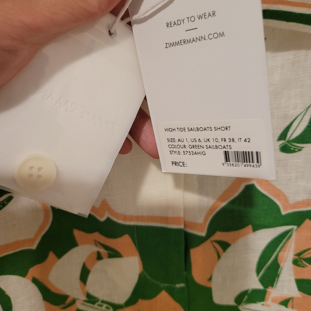 Zimmermann High Tide green Sailboat shirt and shorts 2 pc set - Picture 9 of 16
